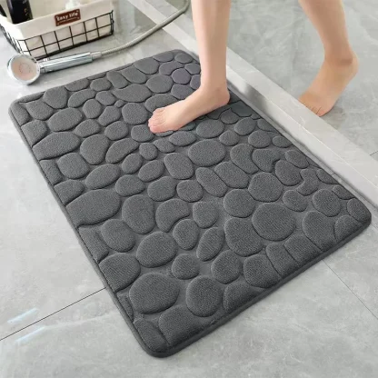 Non-Slip Rug with Cobblestone Embossed Design