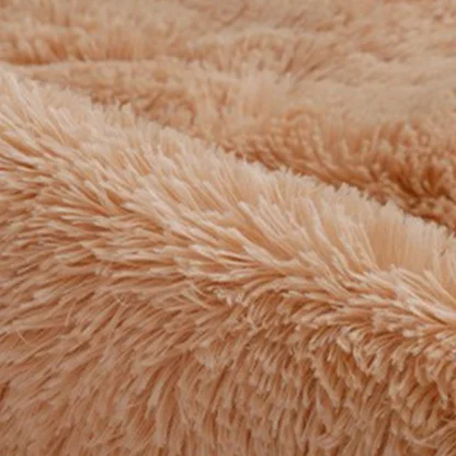 Round Plain Color Rug with Faux Fur - Image 10