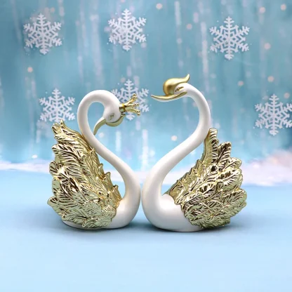 2 Pieces Swan Figurine Luxury Home Decor