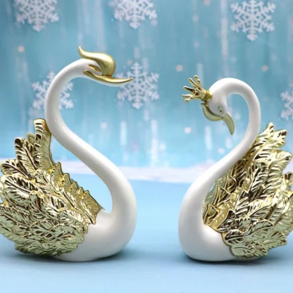 2 Pieces Swan Figurine Luxury Home Decor - Image 2